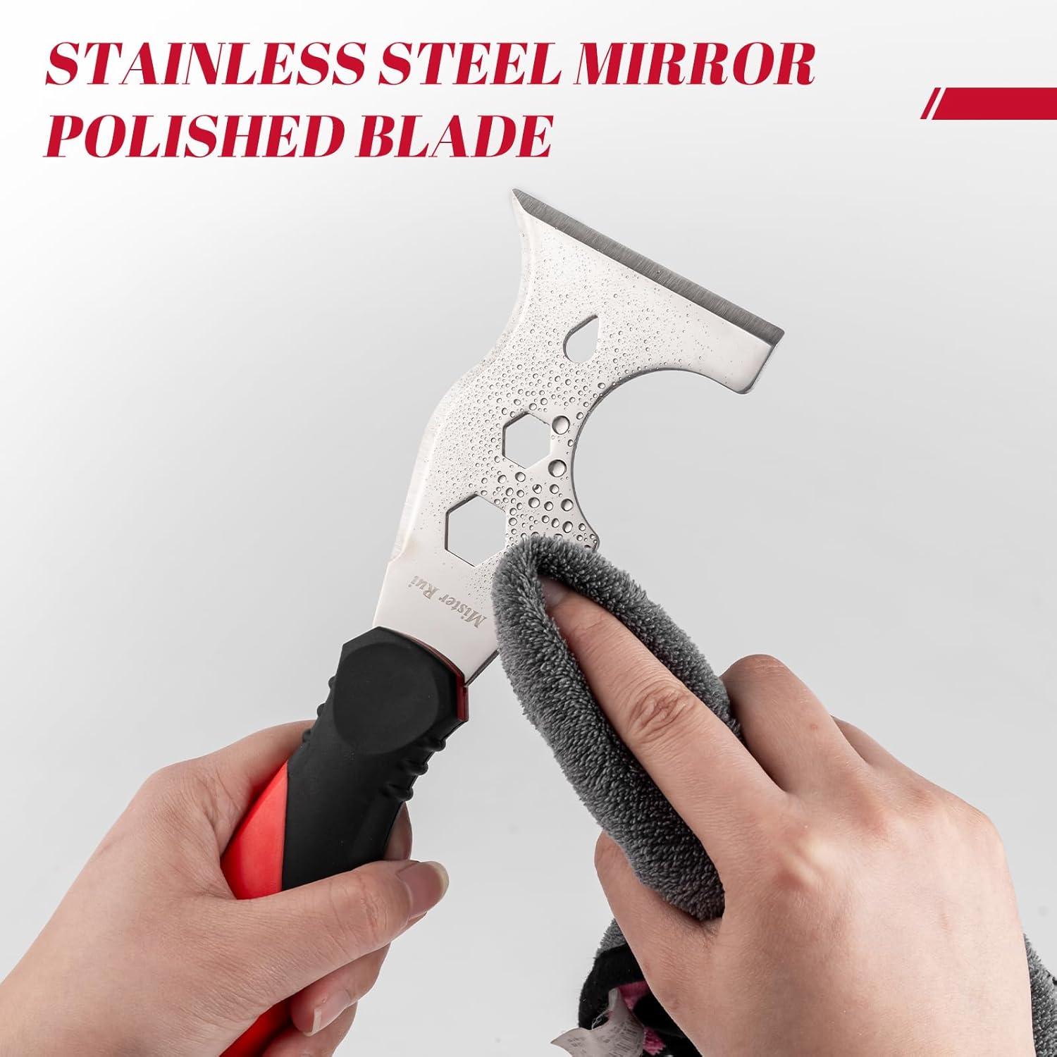 Mister Rui Putty Knife, Paint Scraper 13 in 1 Putty Knife Multi Fuctional, Stainless Steel Metal Scraper, Spackle Knife with Hammer End, Razor Blade Paint Scraper Tool