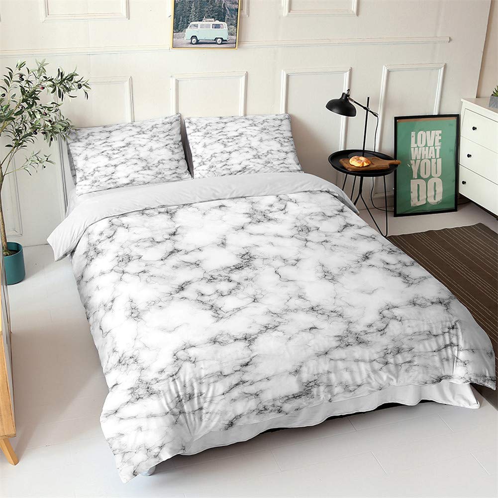 Parure de lit housse de couette et taies d'oreiller motif marbre