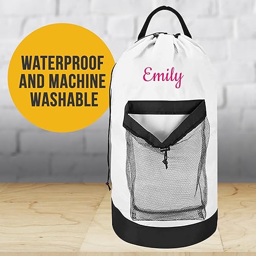 Miniatura 4 de Mochila personalizada para lavandería, bolsa de lavandería personalizada con correas para el hombro y bolsillo de malla, gran regalo para