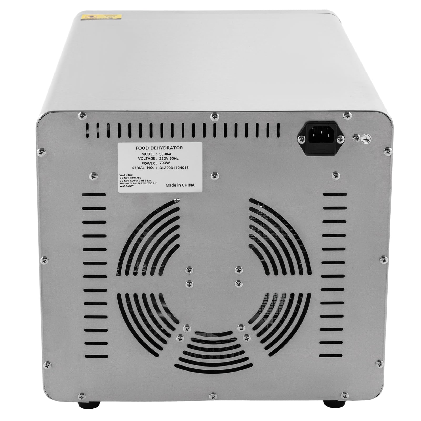 Suszarka ze stali nierdzewnej z timerem i 6 tacami LED, 700 W, 35-85°C, suszarka do owoców, do warzyw, mięsa, kwiatów