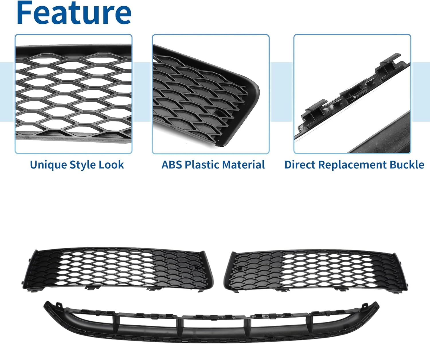 X AUTOHAUX No.4L0807697 Front Lower Hood Bumper Grille Grill Fog Light Grille Cover for Audi Q7 Front Lower Bumper Kidney Grille Grill Sport Style Black 1 Set