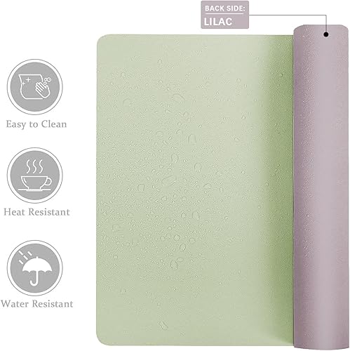 Miniatura 2 de Aothia Alfombrilla de escritorio de piel sintética de doble cara, antideslizante, grande, para mouse y escritorio para oficina, hogar, impermeable,