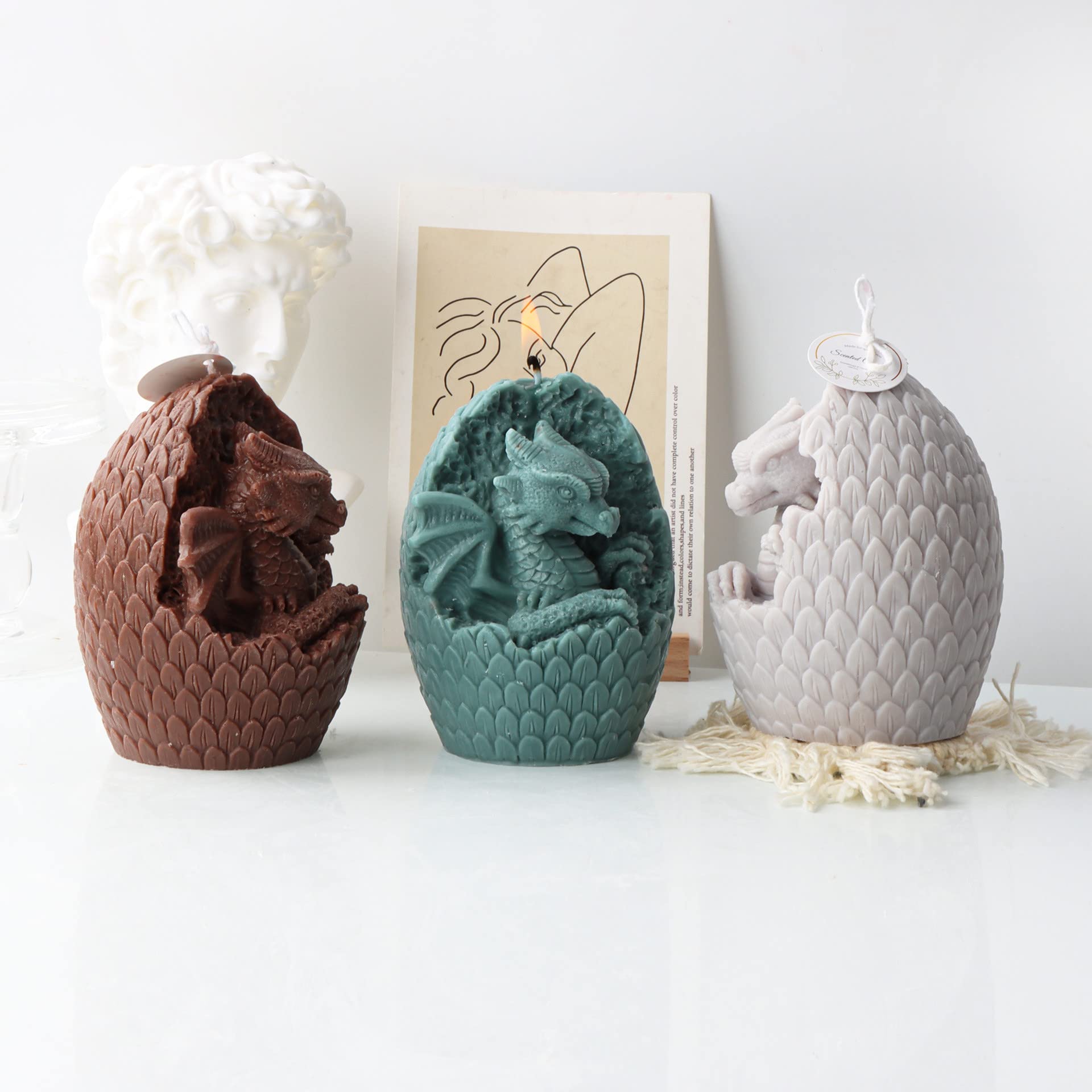 Stampo in silicone 3D a forma di drago, per candele, animali, per sapone, in resina, per decorazioni per torte, cioccolato, sapone, cera di soia, ornamenti artigianali
