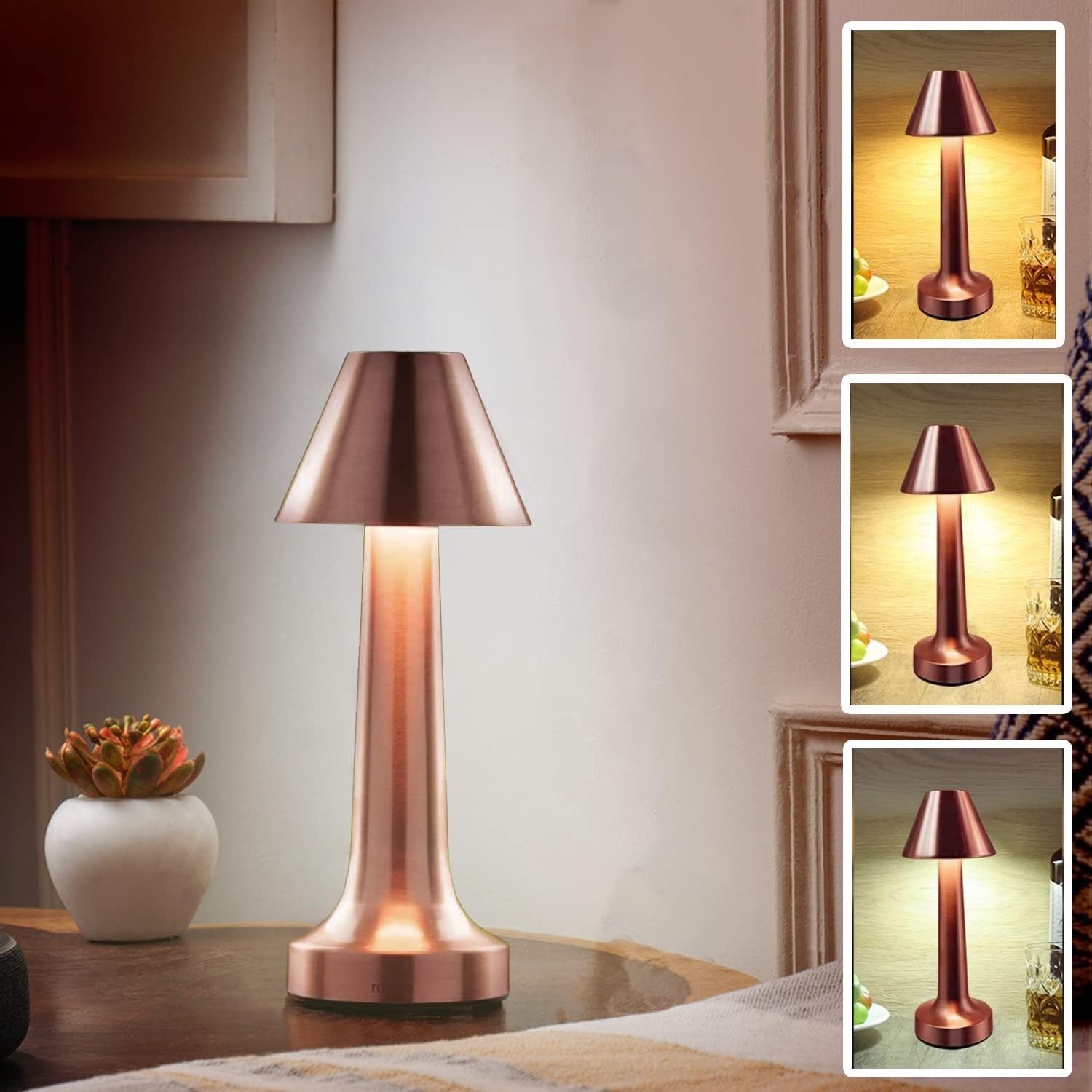 One94Store Pyramid Shape Rechargeable Gold Metal LED Table Lamp with Touch Sensor, 3 Levels Brightness, Cozy Warm Lighting - Ideal Bedside Lamp or Night Light for Kids Nursery, Room Decor, Cafe (B0CS3S9K3M) Amazon Price History, Amazon Price Tracker