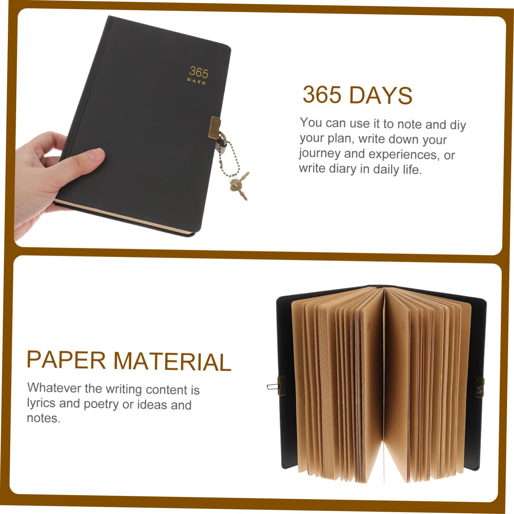 LALAFINA Diario Scolastico con Lucchetto, Quaderno Personale 365 Giorni, Portatile, Carta, per Scuola e Casa, Organizzazione e Scrittura Quotidiana Stili multipli