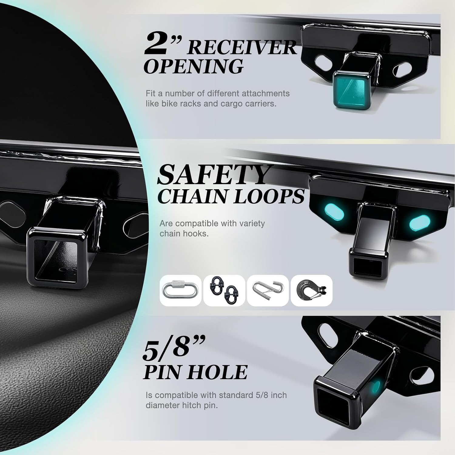 Class 3 Trailer Hitch 2-Inch Receiver for 2020-2026 Ford Escape Lincoln Corsar (Excluding Phev Models), 2 Inch Square Receiver for 20-26 Escape Corsar Rated to 3,500 lbs