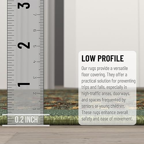 Miniatura 4 de Ottomanson Ottohome Collection - Alfombra antideslizante de goma con diseño oriental, 2 x 7 pies, 1 pies 10 pulgadas x 7 pies, color verde espuma de