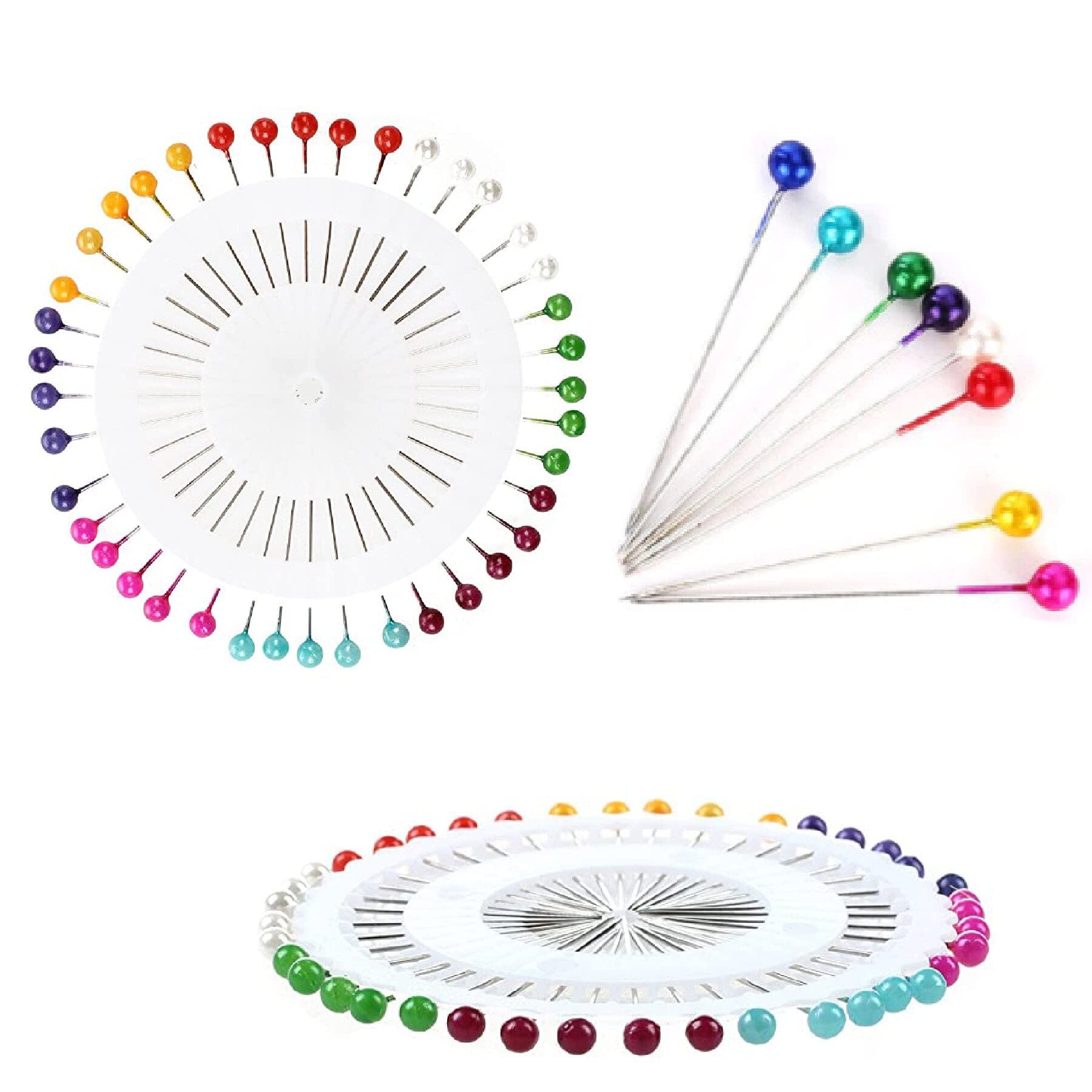 Craft Pin Wheel 40 Pins Ball Shaped Pin Heads Sewing/Quilting Pins, Ball Head Pins Straight For Dressmaker Jewellery Decoration (50 x Wheels (2000 Pins))