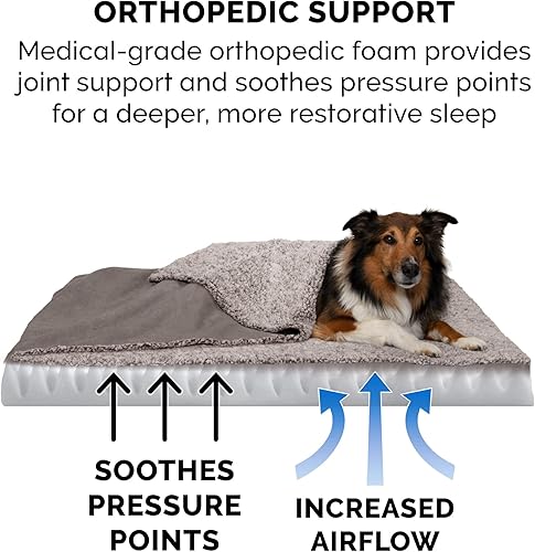 Miniatura 5 de Furhaven - Cama ortopédica para mascotas para perros y gatos, manta de bereber y gamuza superior con funda extraíble lavable, color gris, mediano