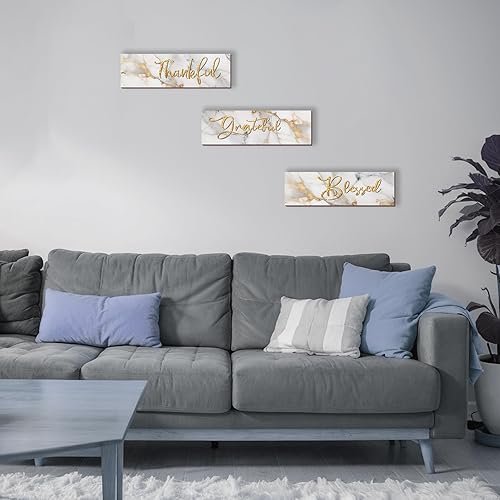 Miniatura 9 de ONIZHITY 3 piezas de decoración naranja abstracta de madera naranja decoración de pared naranja decoración de cocina citas positivas agradecido