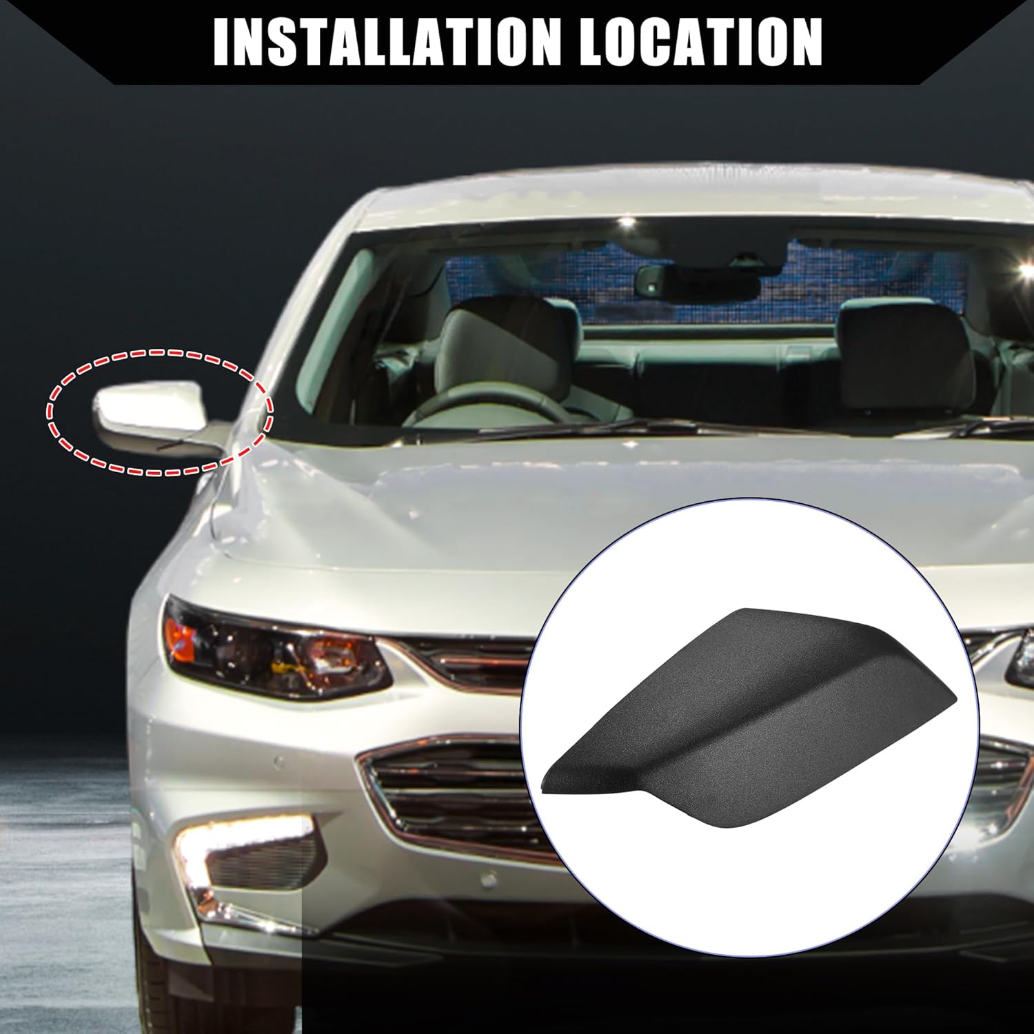 No.84026842 Car Rearview Mirror Cover Cap for Chevrolet Malibu 2016-2017 / Passenger Right Side/Rearview Mirror Housing/Plastic / 1 Pcs Matte Black