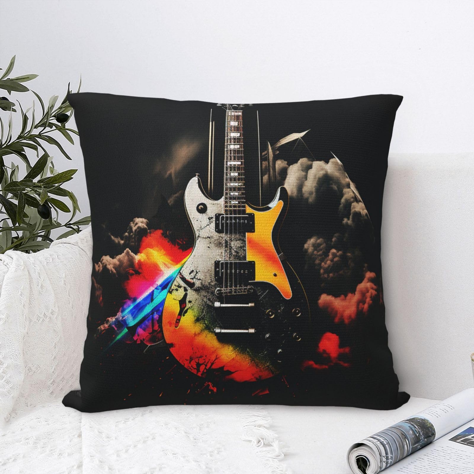 FodPand Luxury Velvet Throw Pillow Covers 18"x18" Super Soft Decorative Pillow Cases - Rock Music Pillowcases Modern Lumbar Cushion Cases for Couch Sofa Bed Pillow Shams