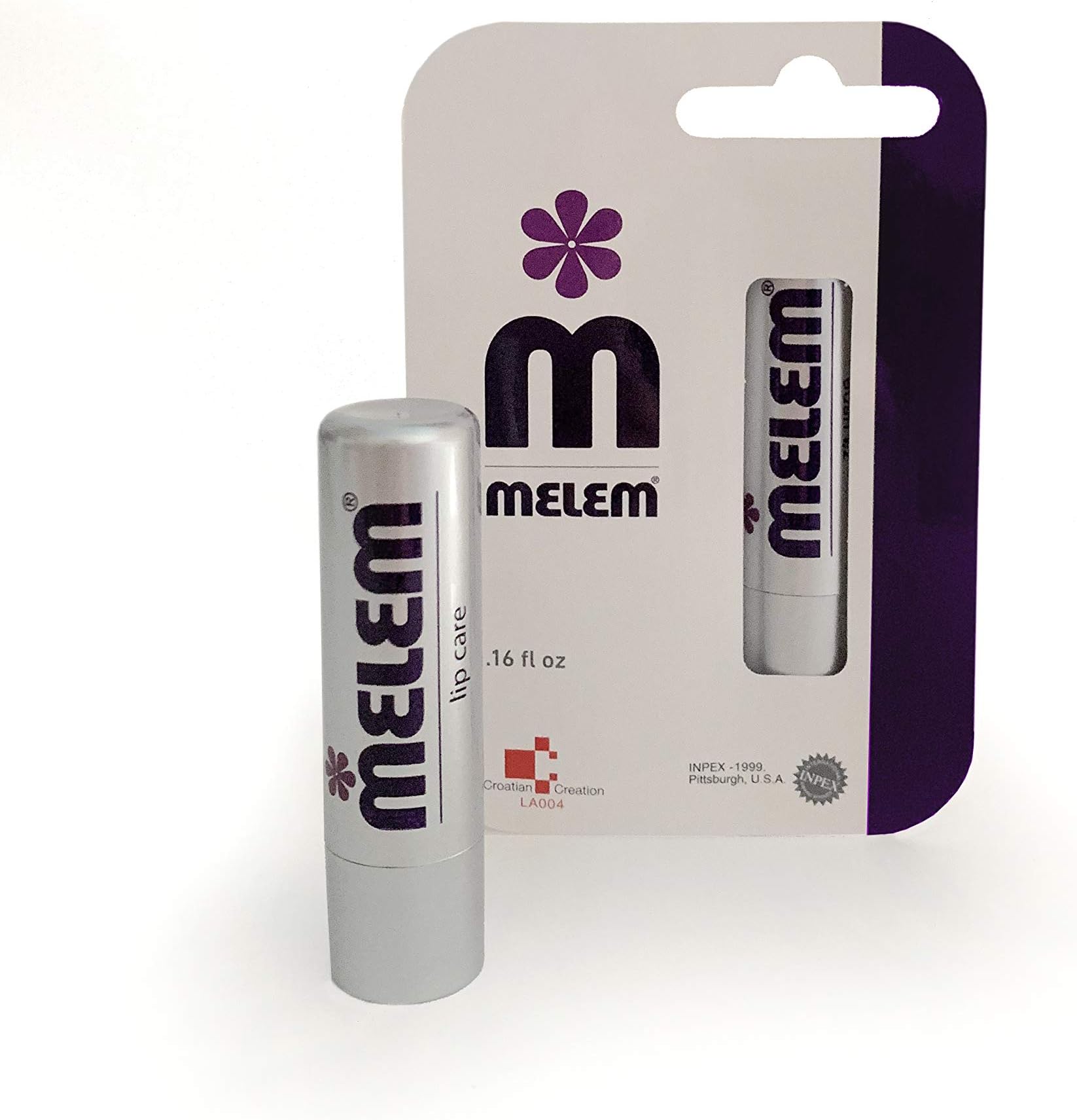 Melem Lip Balm with Lanolin, Moisturizing, Long Lasting, for Dry, Cracked and Chapped Lips in Silver Stick (.16 ounces)