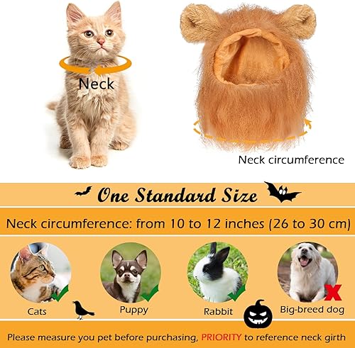 Miniatura 2 de Disfraces de Halloween para gatos, pelucas de melena de león para disfraces de gato, ajustables, cómodas, divertidas, para mascotas, gatos,