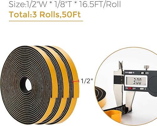 Vista 55 de Ravinte Tira de sellado de puerta de burlete de 3 "x 1/8" x 10FT - Blanco
