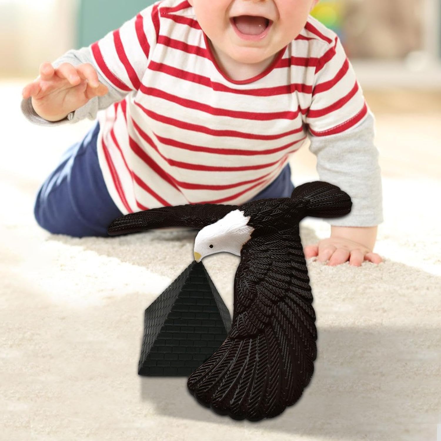 Menolana Balancing Bird Toy with Pyramid Stand, 6.7 in Black Eagle for Physics Education, Desk Display, and Party Tricks image 4