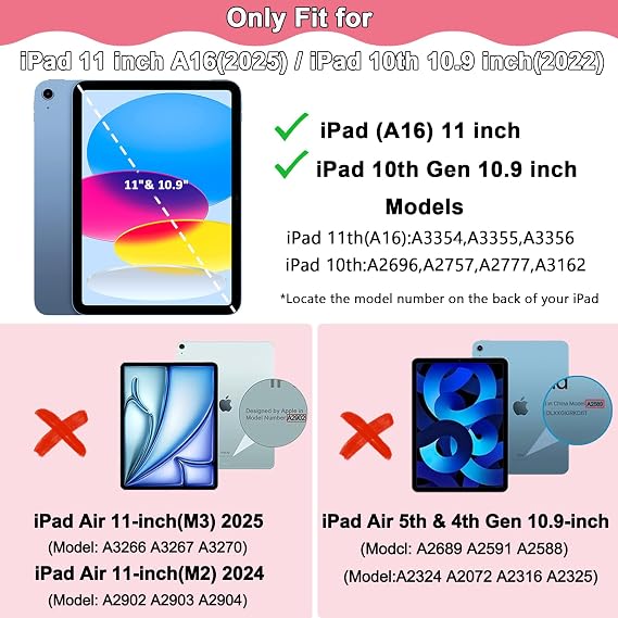 iPad A16 11th Generation 2025 11 Inch / 10th Gen 2022 10.9 Inch Case Wave-Border Soft TPU+Hard PC Anti-Scratch Ultra Slim Protective Tablet Cover Shockproof Glitter