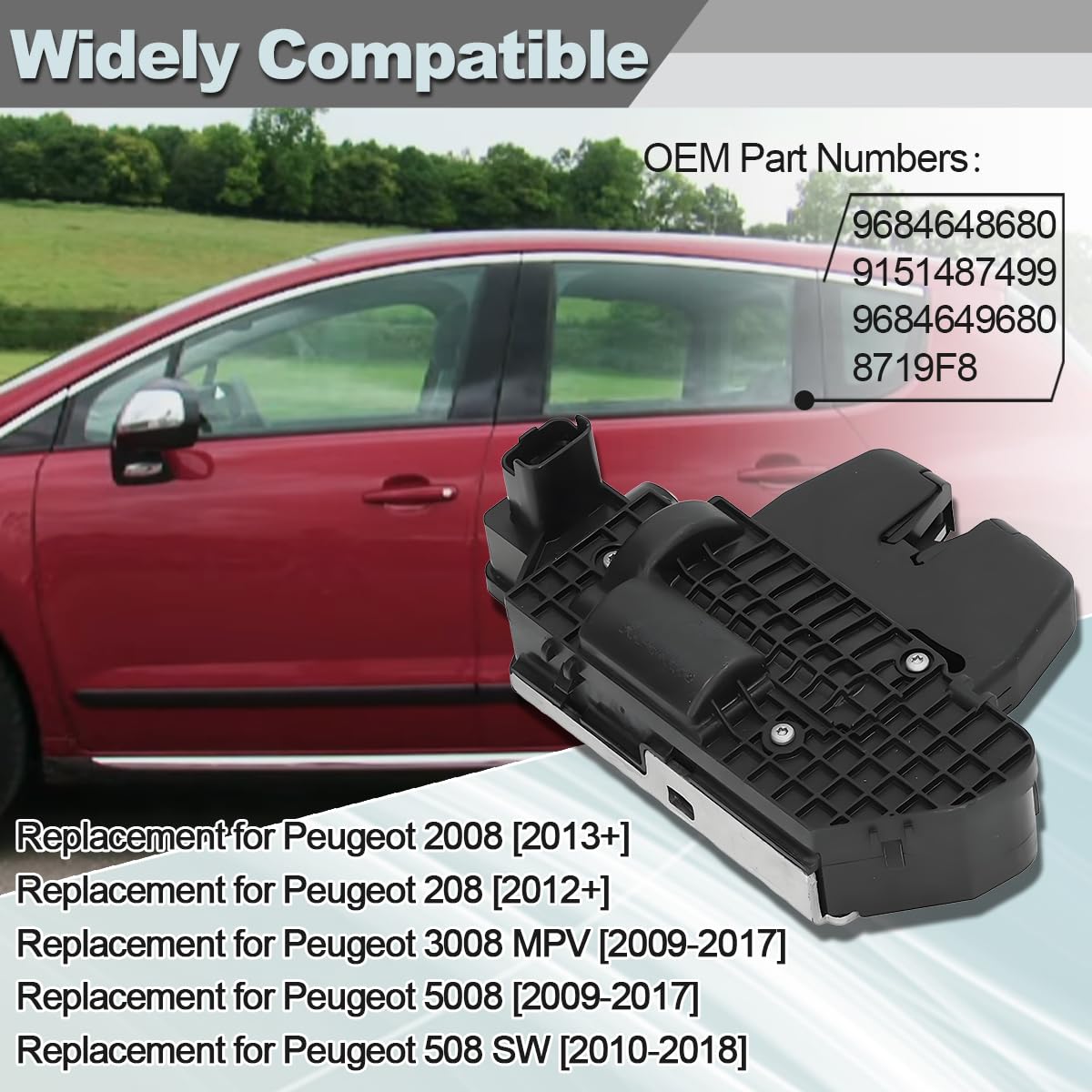 ZAMDOE 9684648680 Attuatore Blocco Chiusura Bagagliaio per Peugeot 208 [2012+] 2008 [2013+] 3008 5008 508 SW per Citroen C3 II C4 II [2009+] DS3 Cabrio DS4 DS5 Sostituisci Accessori Auto 8719F8