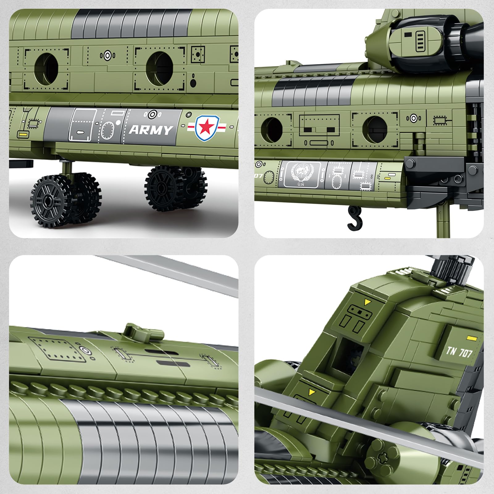 Amazon.com: Ruikytech CH-47 Helicopter Model Toy, Building Block