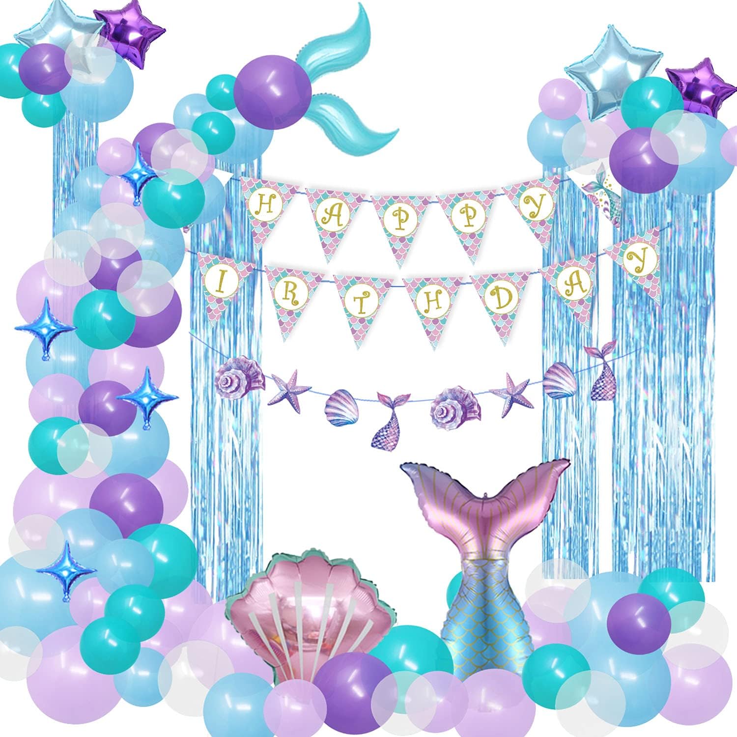 誕生日 飾り付け 女の子 バルーン パーティー人魚 パーティーの装飾 マーメイド