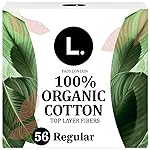 L. Ultra Thin Pads for Women, Regular Absorbency, Organic Cotton Top Layer, Unscented Pads with Wings, 56 Count