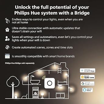Philips Hue Smart Bulb, B22, Dimmable, Dynamic Settings, Works with Alexa, Google Assistant and Apple Homekit [Energy Class A]