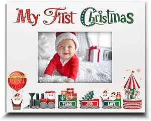 Cornice portafoto bianca personalizzata My First Christmas con