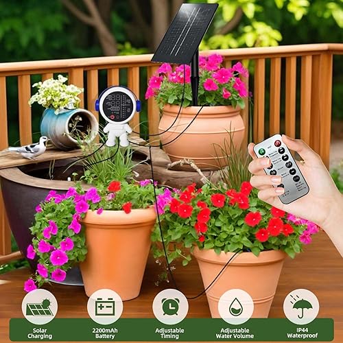 Miniatura 3 de Sistema de riego solar por goteo para jardínexteriorinterior, sistema de riego automático solar de jardín para 15 plantas en maceta, agua automática