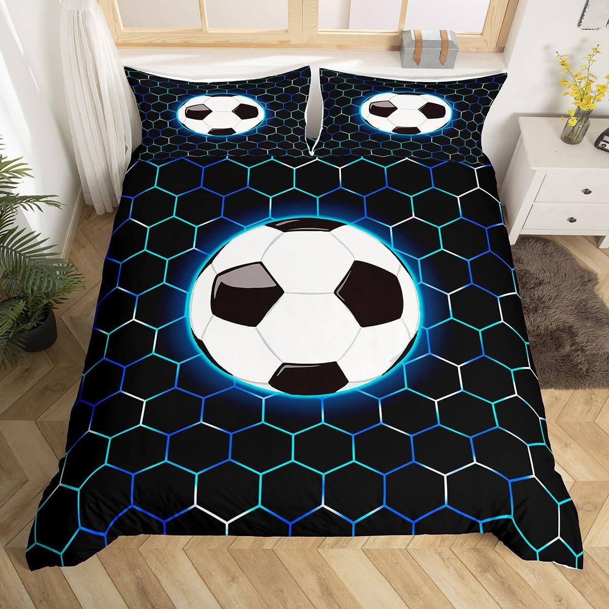 Erosebridal Basketball Duvet Cover Full Size Yellow Fire Decor Bedding Sets for Boys Kids Stripes Comforter Cover Ball Game Themed Bedspread Cover Sports Beddings