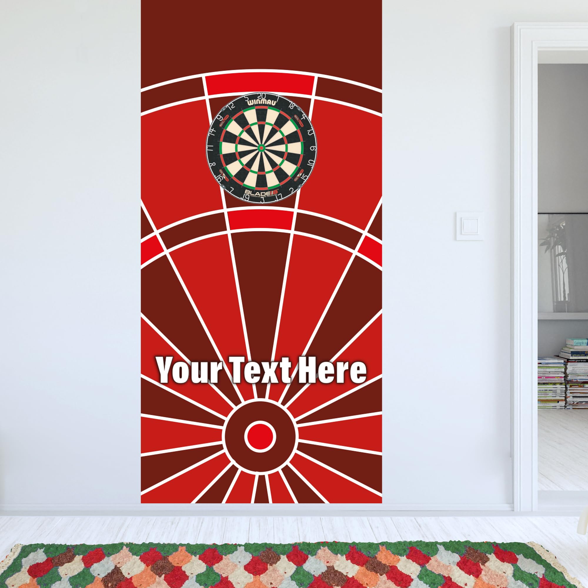 Themed Red Darts Wall Sticker - Dart Board Personalised Text Wall Art (180Cm Height X 85Cm Width)