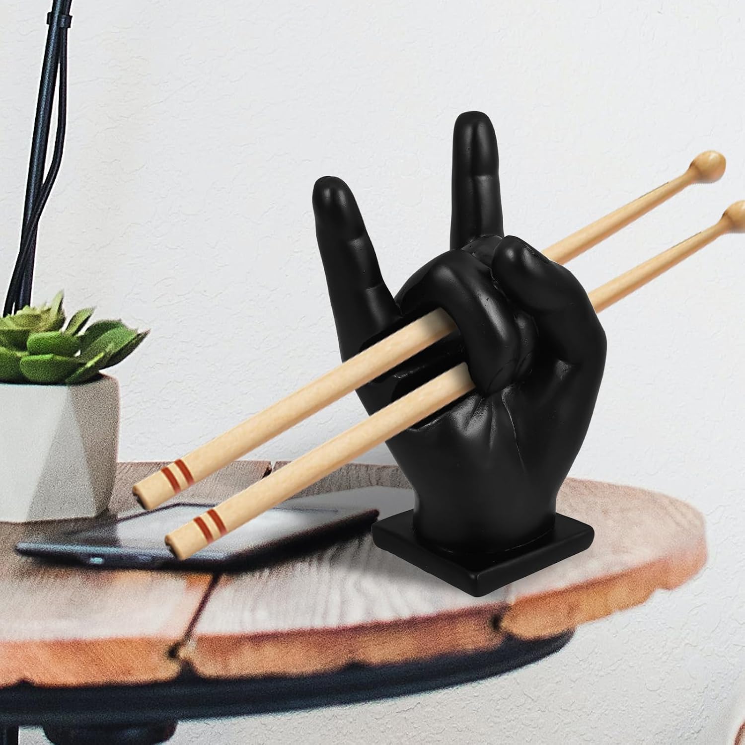 TOYANDONA Drumstick Display Stand Durable Drum Stick Holder Rack for Organizing and Displaying Colored Drum Sticks and Mallets Compact 6.1X3.34X2.75 Inch Organizer for Drummers