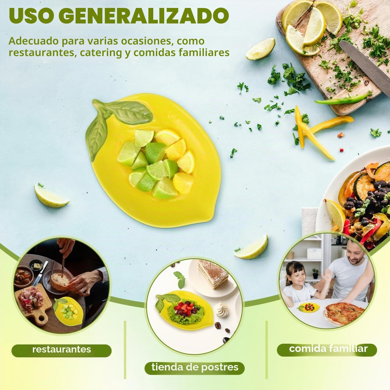 DOITOOL 4 platos de limón en forma de limón Plato de postre de cerámica Cuenco de servir ensalada estética
