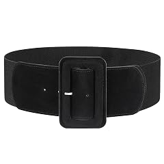 JASGOOD Women Wide Stretchy Belt for Dress Wide Suede Elastic Belt with Vintage Chunky Square Buckle