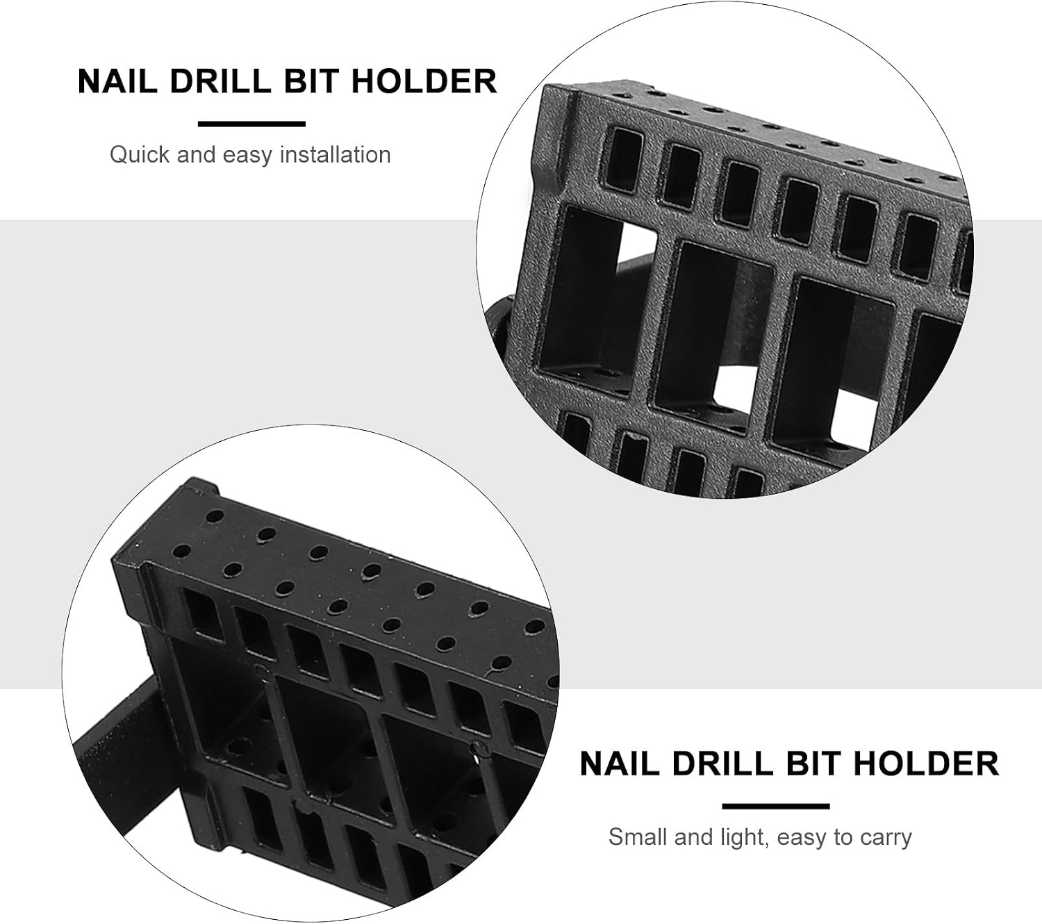 2pcs Nail Drill Bits Holder - Reversible Grinding Head Organizer 16 Holes Plastic Rack for Salon Display Nail Tool Storage Supplies