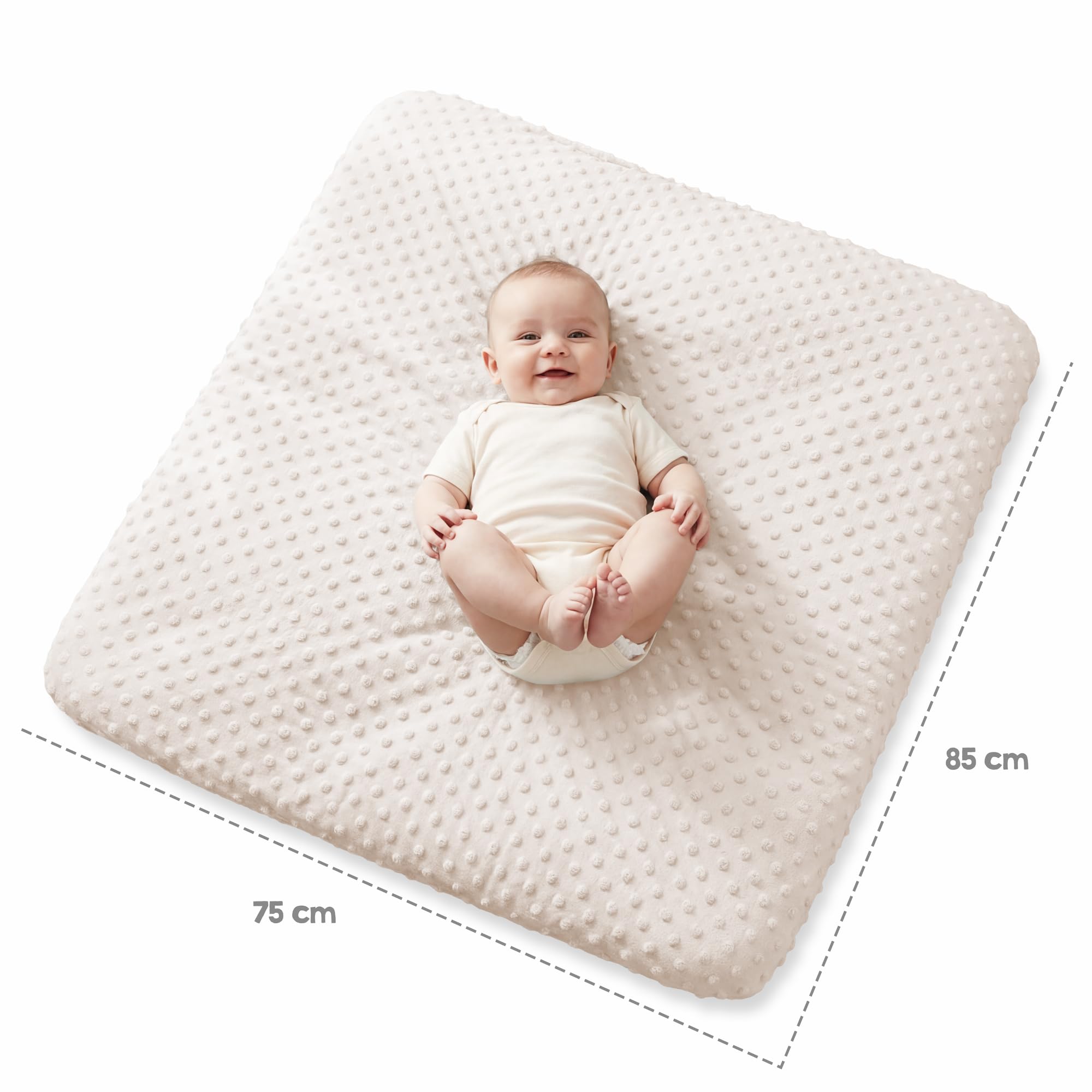 roba Coprimaterassino Fasciatoio Frosty Almond - 75 x 85 cm - Elastico - Traspirante - Morbido - Cotone BIO - Certificato GOTS e Oeko-Tex - Beige