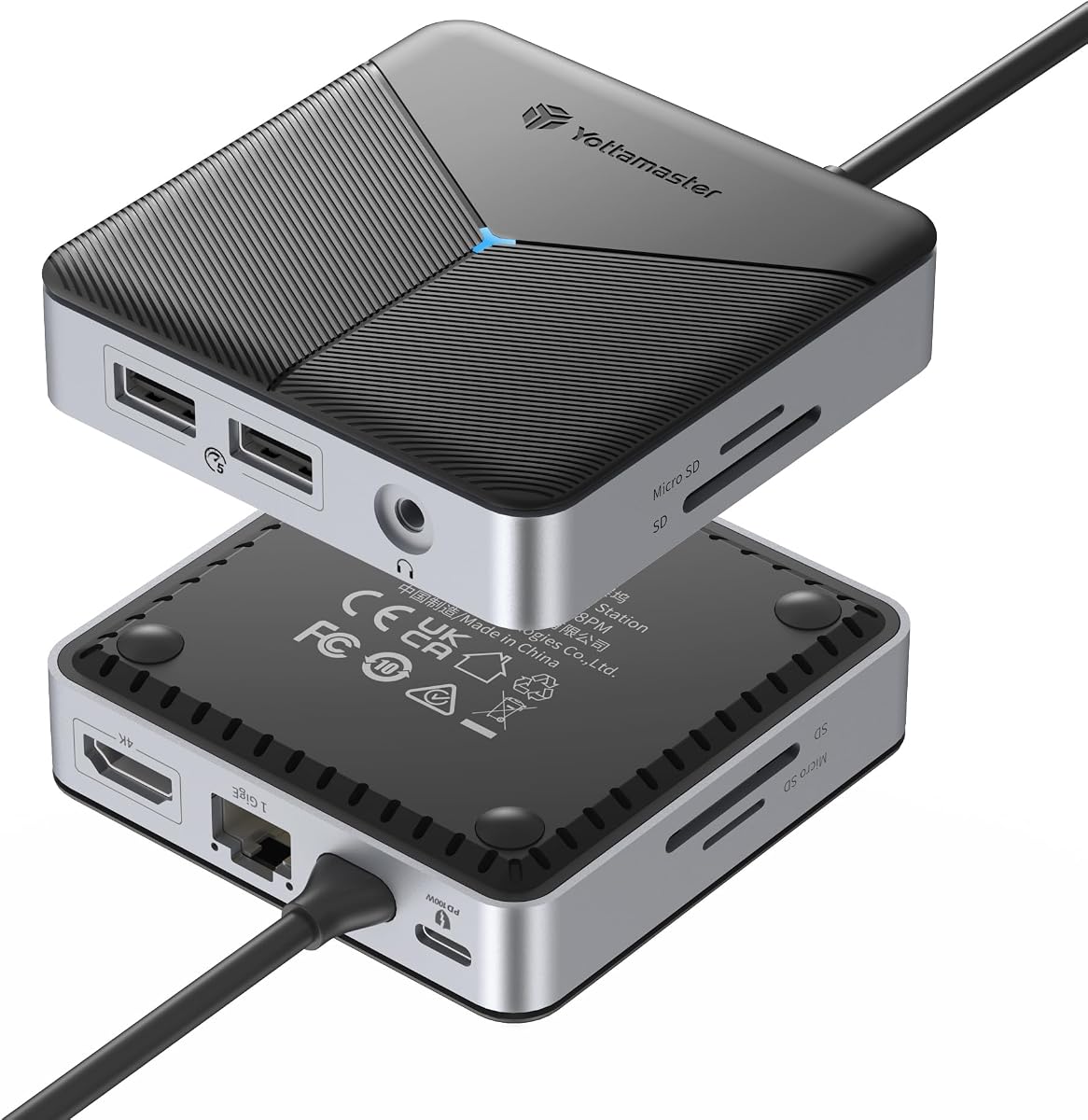 Yottamaster 8-in-1 Laptop Docking Station for MacBook/iPad/Dell/Lenovo/HP | USB C Hub with 4K HDMI, 1 Gbps Ethernet Port, 100W Power Delivery, SD/TF, 3.5mm Audio, 2*USB 3.0 Transfer Ports for Laptops