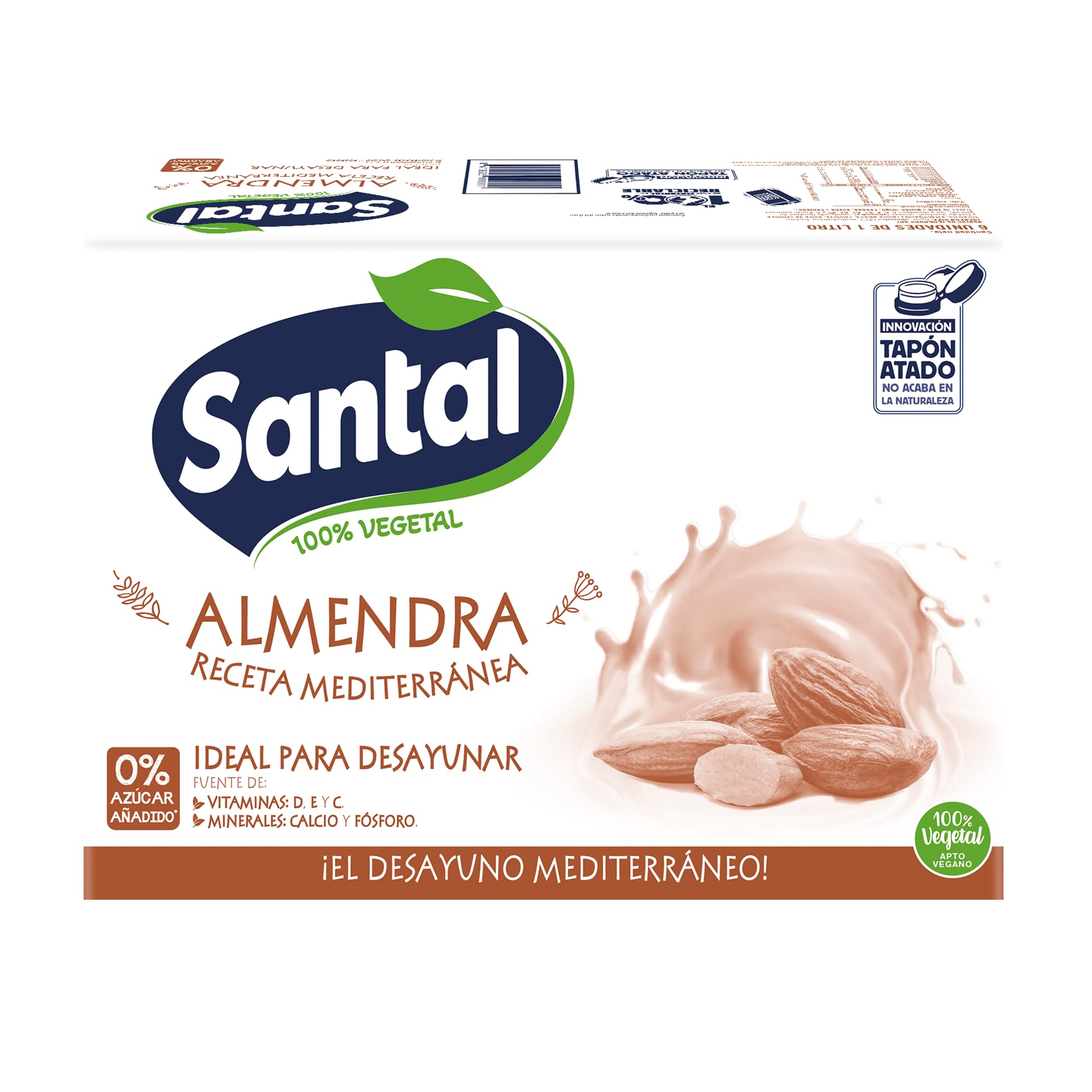 Santai Bebida Vegetal de Almendra Sin Azúcares Añadidos Pack 6 x 1 Litro
