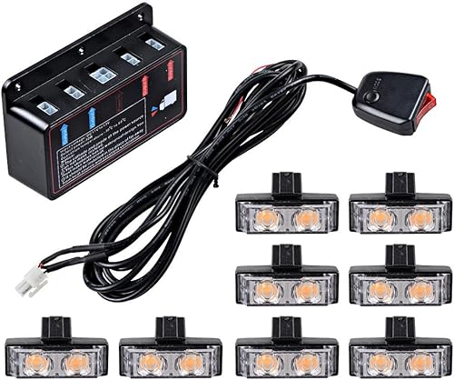 Miniatura 10 de Astra Depot Kit de 16 luces estroboscópicas de emergencia LED de 2 LED, clips de montaje lateral, parrilla de advertencia de peligro, cabeza de luz