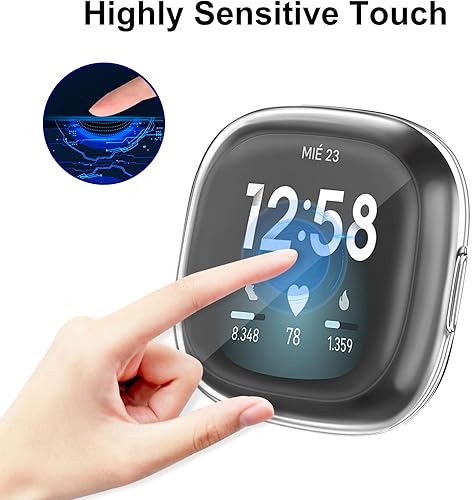 Miniatura 3 de Paquete de 3 Compatible con Fitbit SenseFitbit Versa 3, funda protectora de pantalla de TPU suave para reloj inteligente Fitbit Versa 3Sense