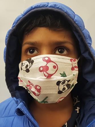 Kids 3 Ply Panda mask comfortable (Pack of 100) Surgical Mask With Melt Blown Fabric Layer 3 ply for children boys girls FDA CE Approved Carton print disposable mask