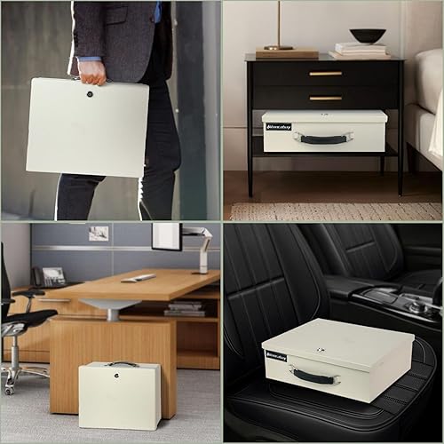 Miniatura 6 de Voncabay Caja fuerte para dinero para el hogar y bolsa de dinero ignífuga, caja de seguridad de 0.33 pies cúbicos con llaves, caja fuerte portátil