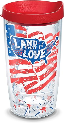 Tervis Vaso aislado de doble pared Land That I Love Made in USA mantiene las bebidas frías y calientes, 16 onzas, transparente