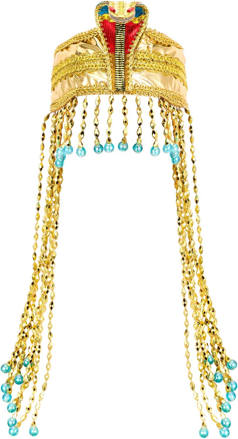 WILLBOND Women's Egyptian Headpiece Crown Snake Beaded Headband Women's Egyptian Costume Accessory Beaded Headdress