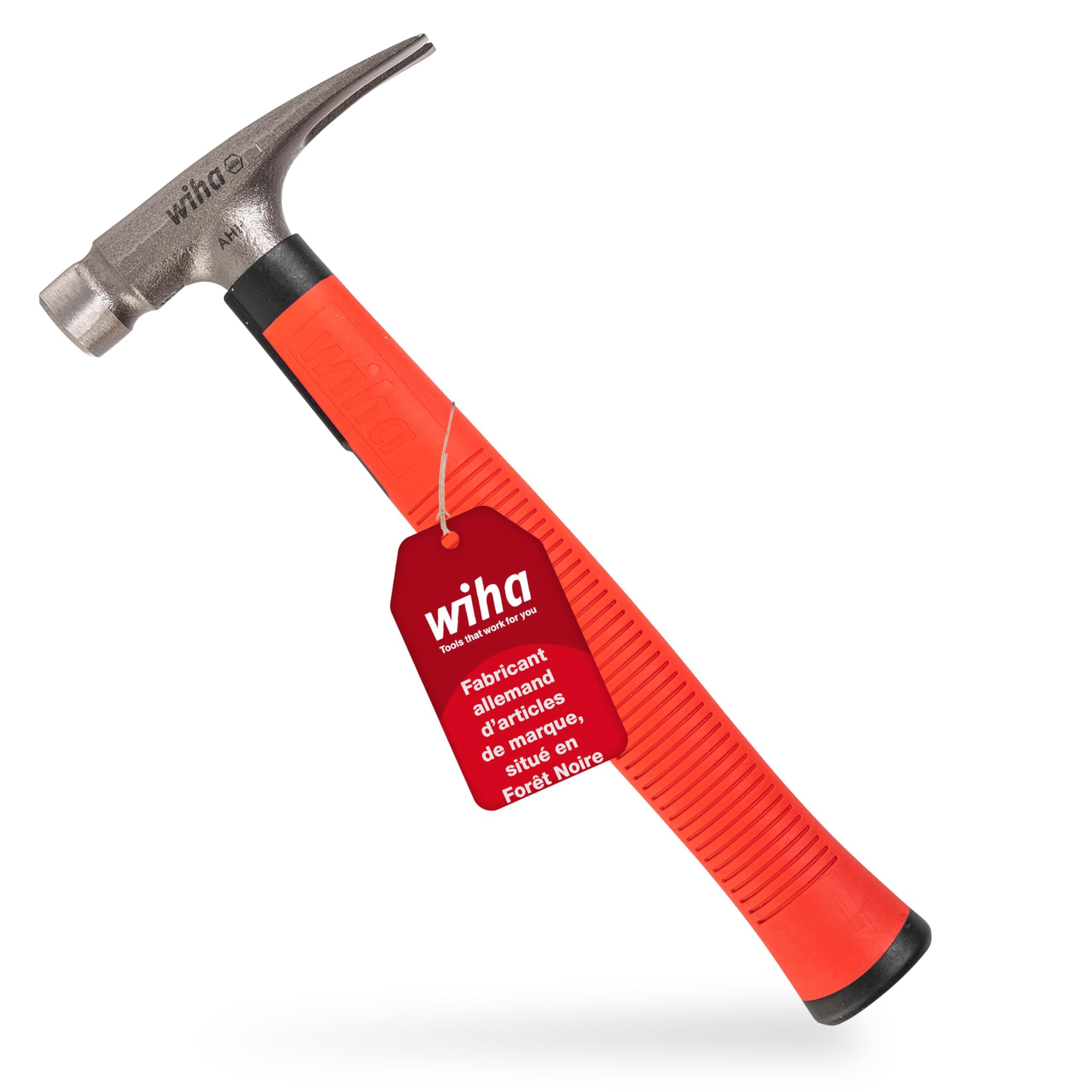 Wiha Marteau d'électricien (42071) Outil d'électricien, fond plat du manche du marteau pour placer les câbles et les chevilles | (42071) Tool for electricians I flat handle end for positioning cables and wall plugs I ergonomic grip