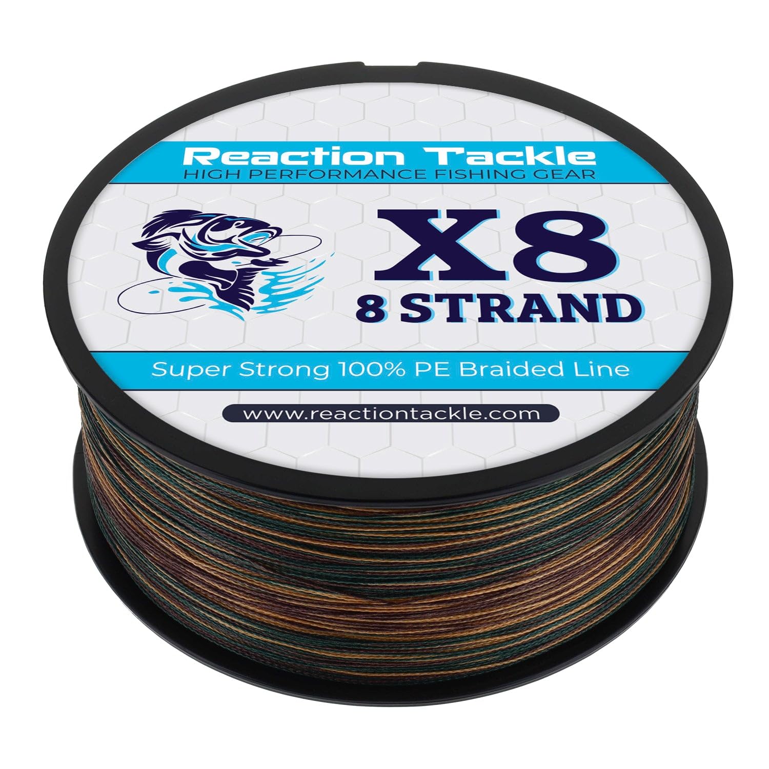 Reaction Tackle Braided Fishing Line - 8 Strand Green Camo 20LB 150yd