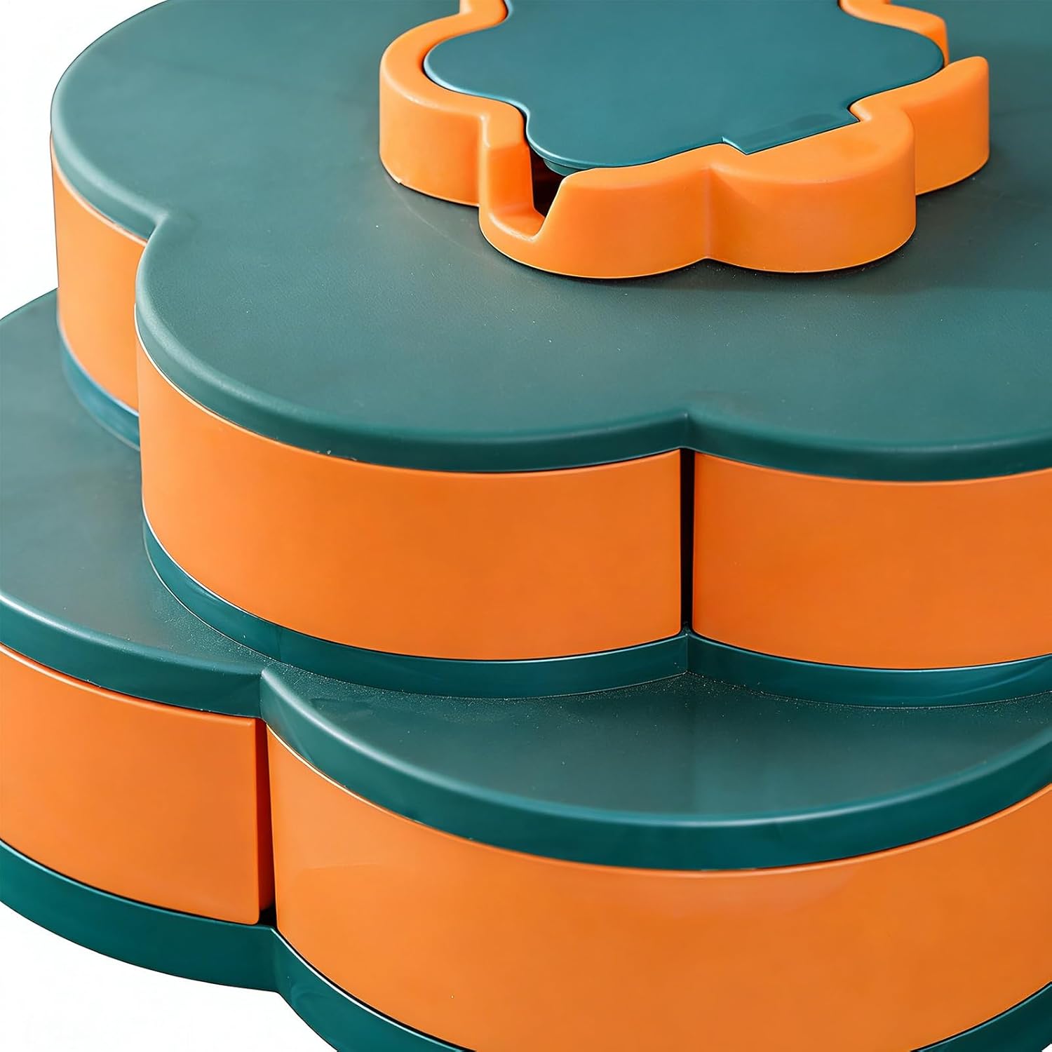 Divided Serving Tray, Double Layer Flower Shape Rotating Candy Box, Rotating Nut Candy Serving Container, for Party Appetizers Nut Dips Home Picnic