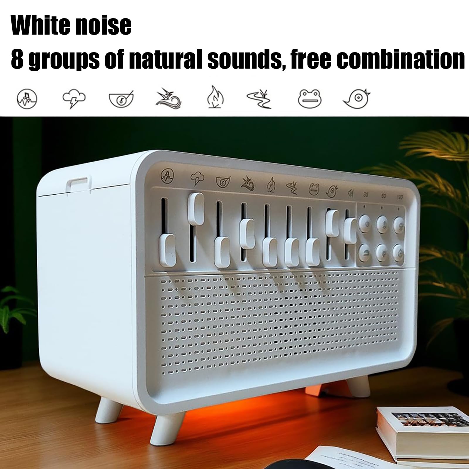 Macchina del suono del rumore bianco con umidificatore e diffusore di aromi per il sonno, il relax e i bambini