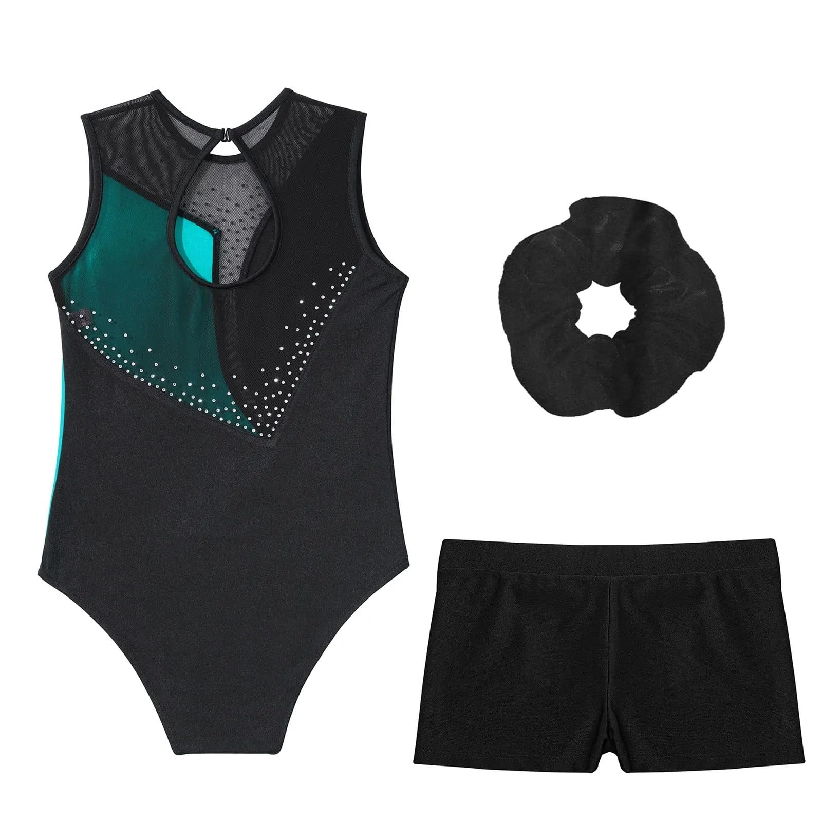 Leotardo para Competición de Gimnasia Leotardos de gimnasia for baile for niñas, conjuntos de pantalones cortos con cintura frontal en V for entrenamiento, Yoga, patinaje, trajes de Ballet(Pink,16)