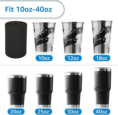 Miniatura 4 de LANIAKEA Espuma para voltear tazas, 12 piezas de insertos de espuma para manualidades de vasos de 10 a 40 onzas, insertos de girador de vaso negro