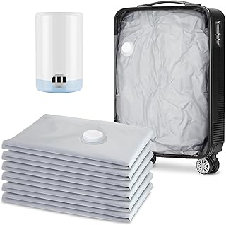 Travel Vacuum Bags for Luggage, 6 Large Reusable Compression Bags with Wireless Electric Pump, Packing Seal Space Saver Storage for Clothing, Suitcase